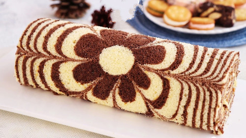 Chocolate Pattern Cake Roll - How should we cut the cake roll 