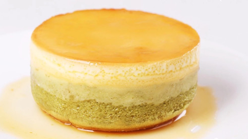 Matcha Caramel Pudding Cake - The cut is very cute - Cheersonic